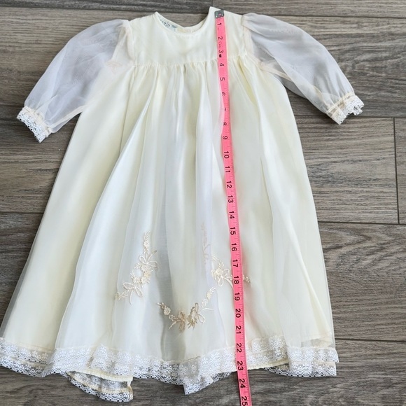 Vintage Baby/Child Baptism Christening Gown Sheer Organza Embroidery W/Shawl - Picture 9 of 16